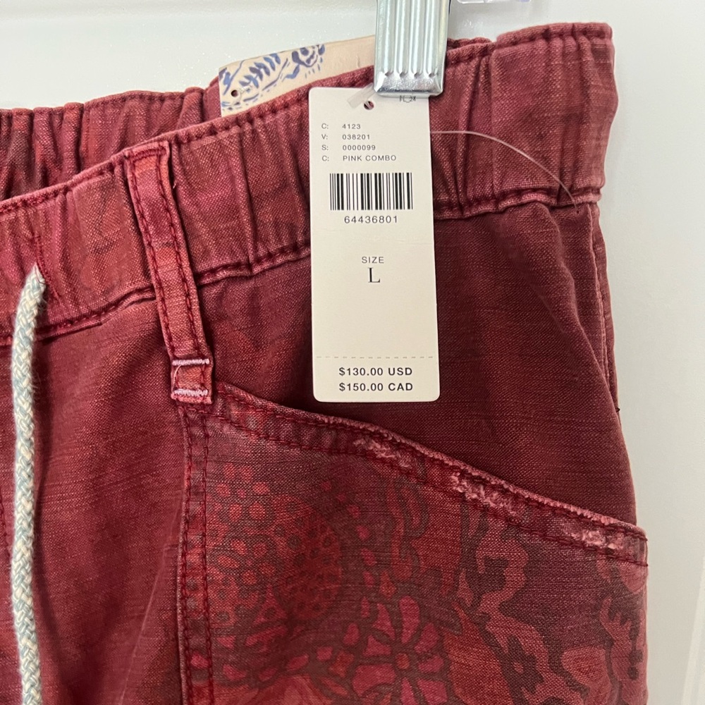 NWT Anthropologie Pants The Trailblazer L $130 Red Patchwork Drawstring